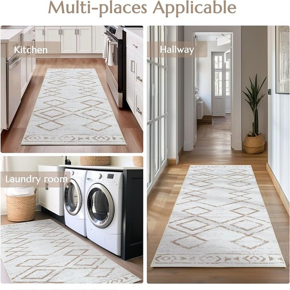 NEW Runner Rug 2x5 - Hallway Runner Rug Moroccan Washable Rug - Picture 6 of 7